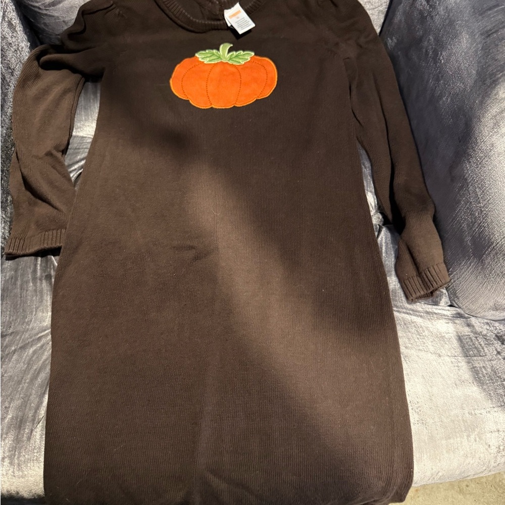 Gymboree Brown Dress with Orange Pumpkin